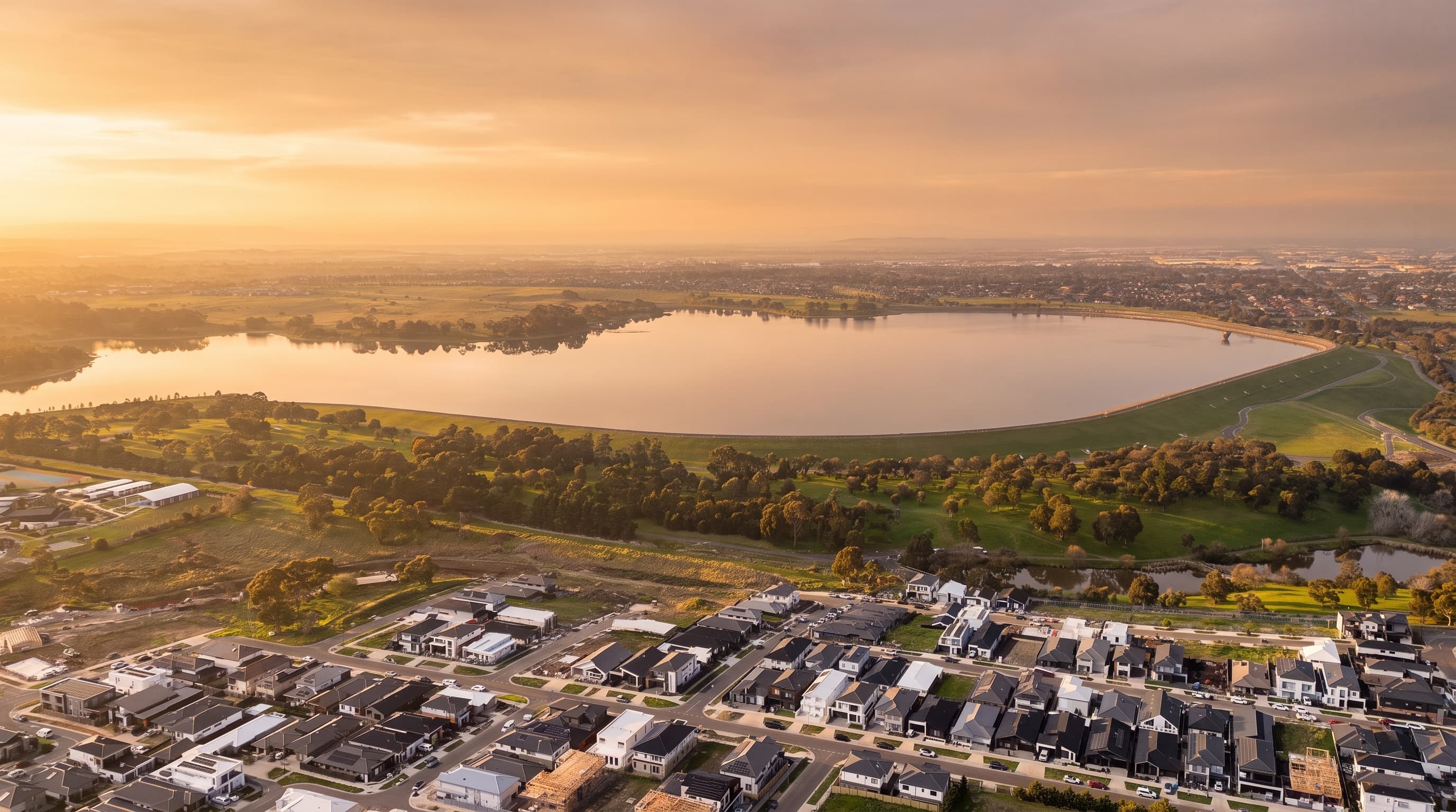 The same property relit to golden hour